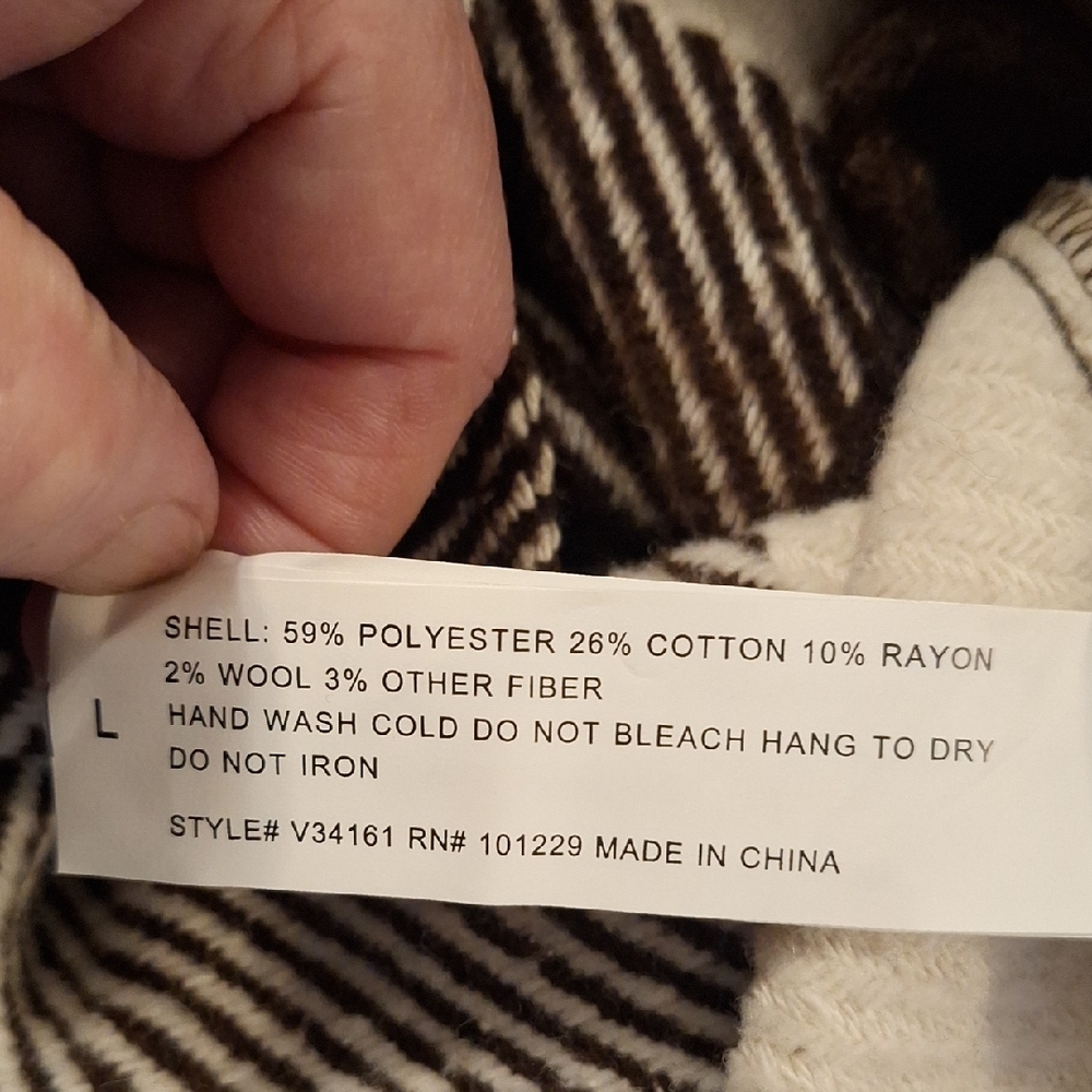 STOOSH Brown and White Plaid Fringe Barn Jacket - Picture 10 of 10